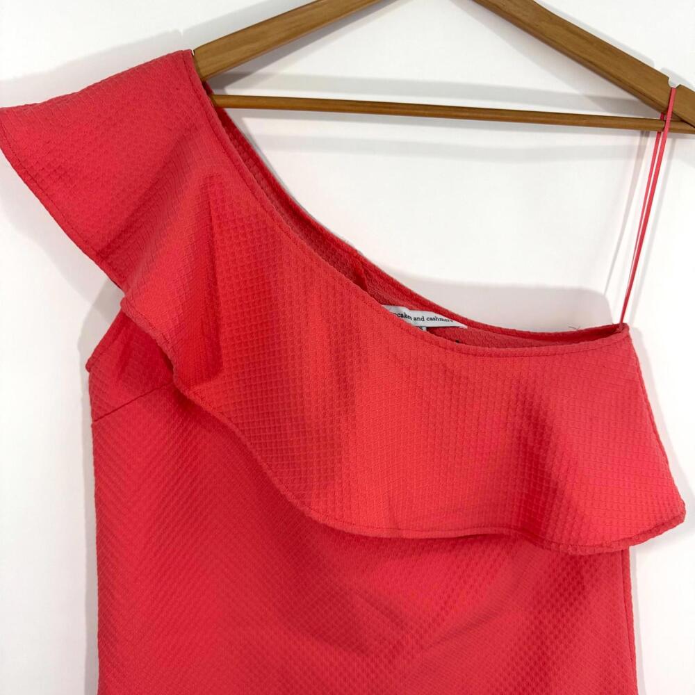 Cupcakes and Cashmere Women’s Size XS Coral One Shoulder Ruffle Mini Dress - Picture 2 of 13